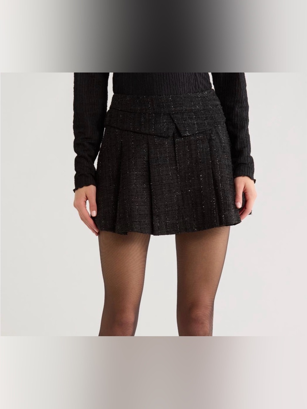 All in Favor Pleated Tweed Miniskirt